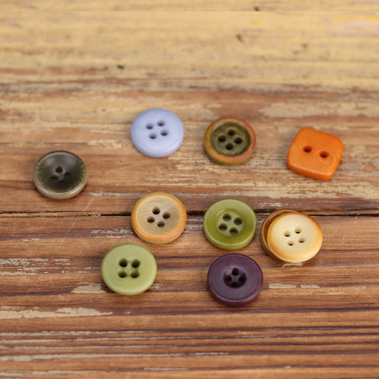 11.5mm Natural Fruit Shirt Buttons for Polo Shirts 45 Pack (9 Styles)