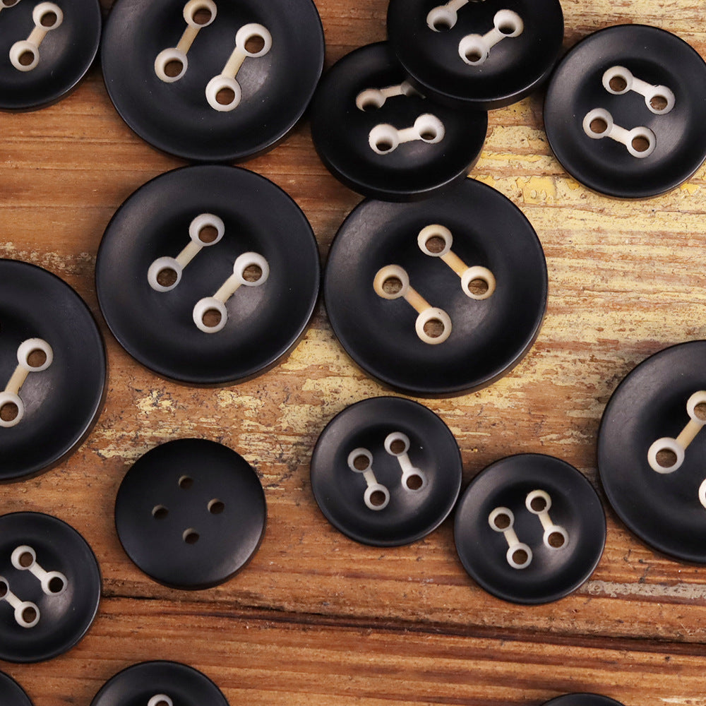 Dark Green Four-Hole Fruit Buttons For Men's Workwear 25 Pack Black