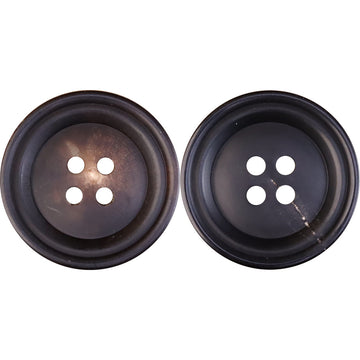 15-25mm Black Coffee Double-Circle Matte Retro Horn Buttons 25 Pack
