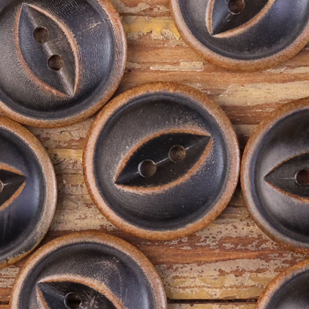 11.5-25mm Burnished Black Coffee Fish-Eye Horn Buttons 30 Pack Burnt Black
