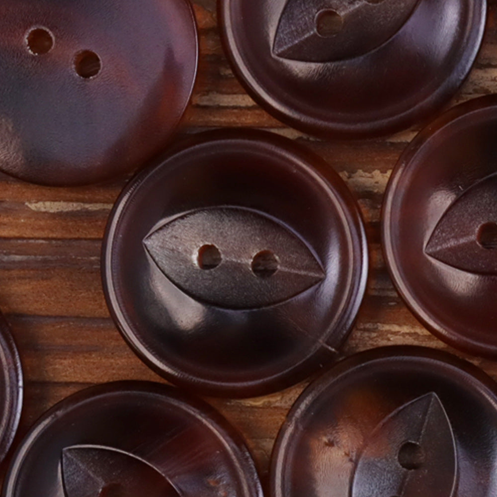 11.5-25mm Burnished Black Coffee Fish-Eye Horn Buttons 30 Pack Light Coffee