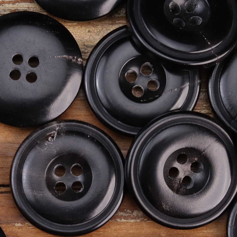 Burnished Black Dark Coffee Natural Horn Buttons 15 Pack (3 Colors)