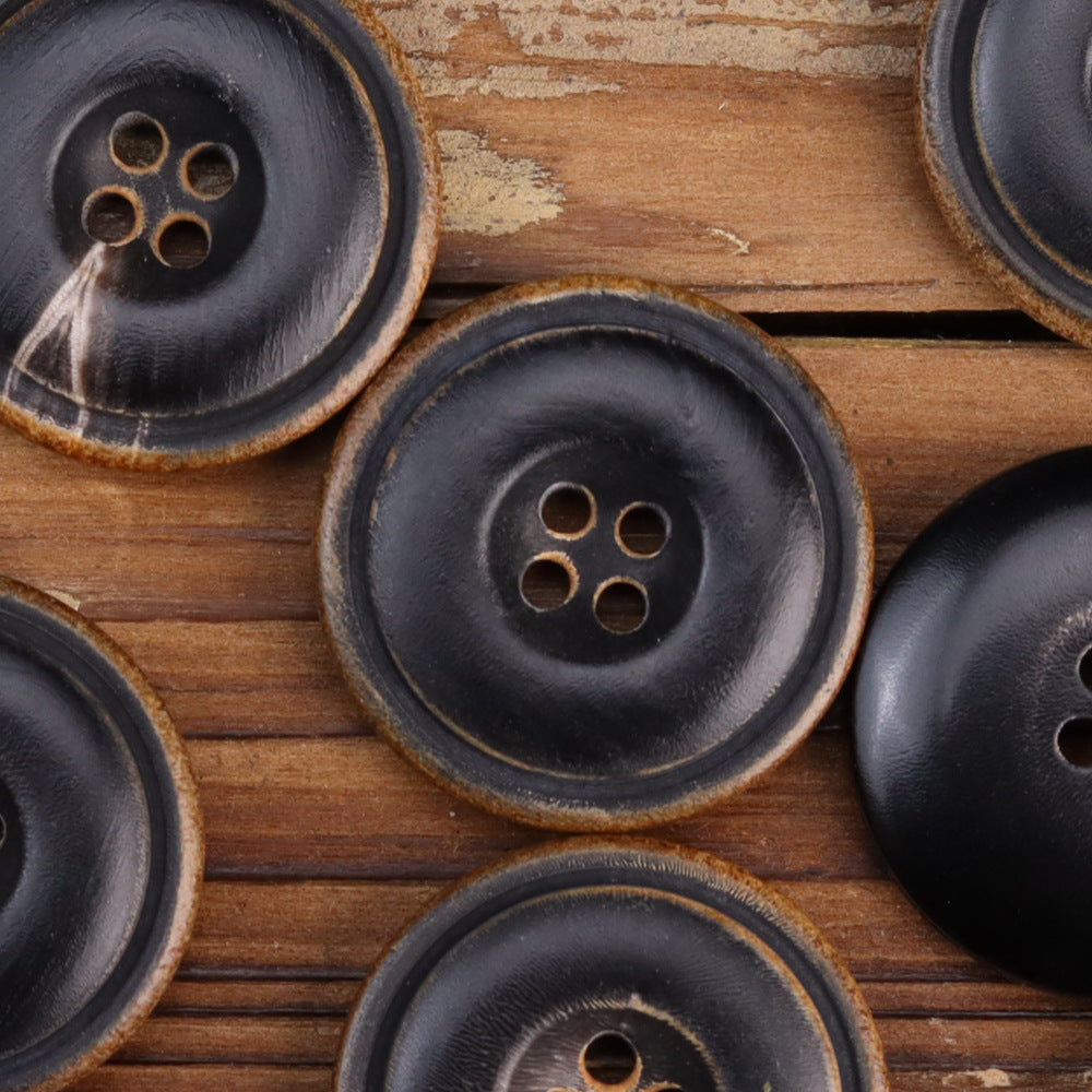 Burnished Black Dark Coffee Natural Horn Buttons 15 Pack (3 Colors)