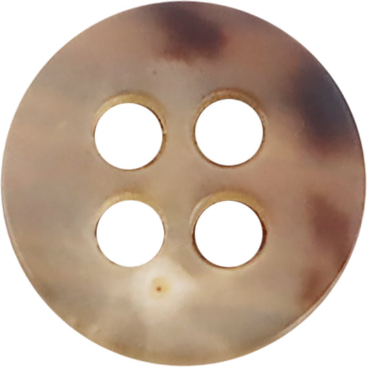 14MM Beige-Black Round Four-Hole Flat Yellow Cattle Horn Buttons 10pcs