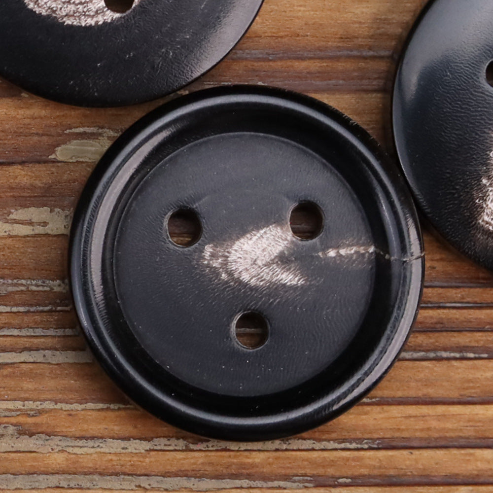 3-Hole Retro Black Yellowish-Brown Horn Buttons 10pcs Black