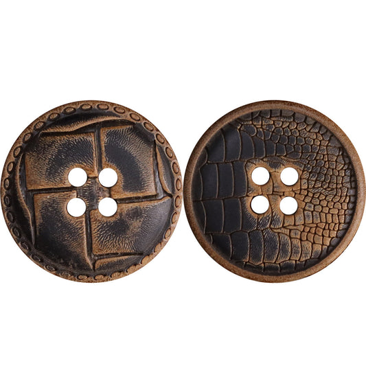 Retro Carved Genuine Horn Four-Hole Sewing Buttons 20 Pack