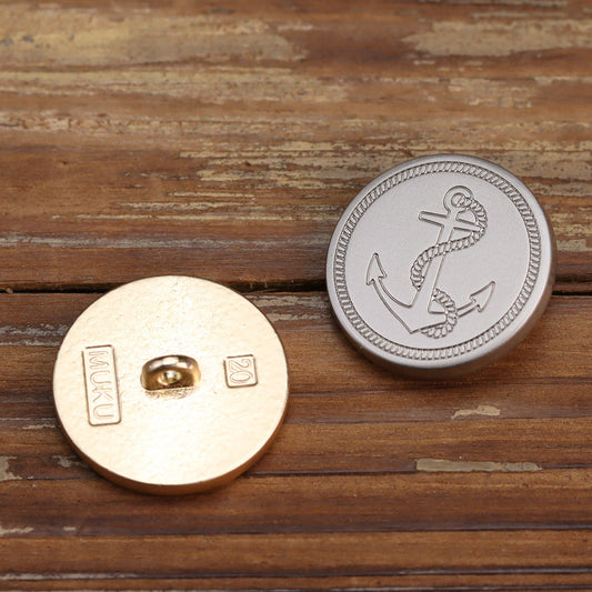 Rose Gold and Shiny Silver Anchor Metal Buttons 12pcs