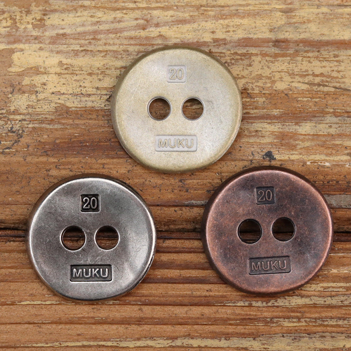 Two-Hole Irregular Textured Metal Zinc Alloy Buttons 20 Pack