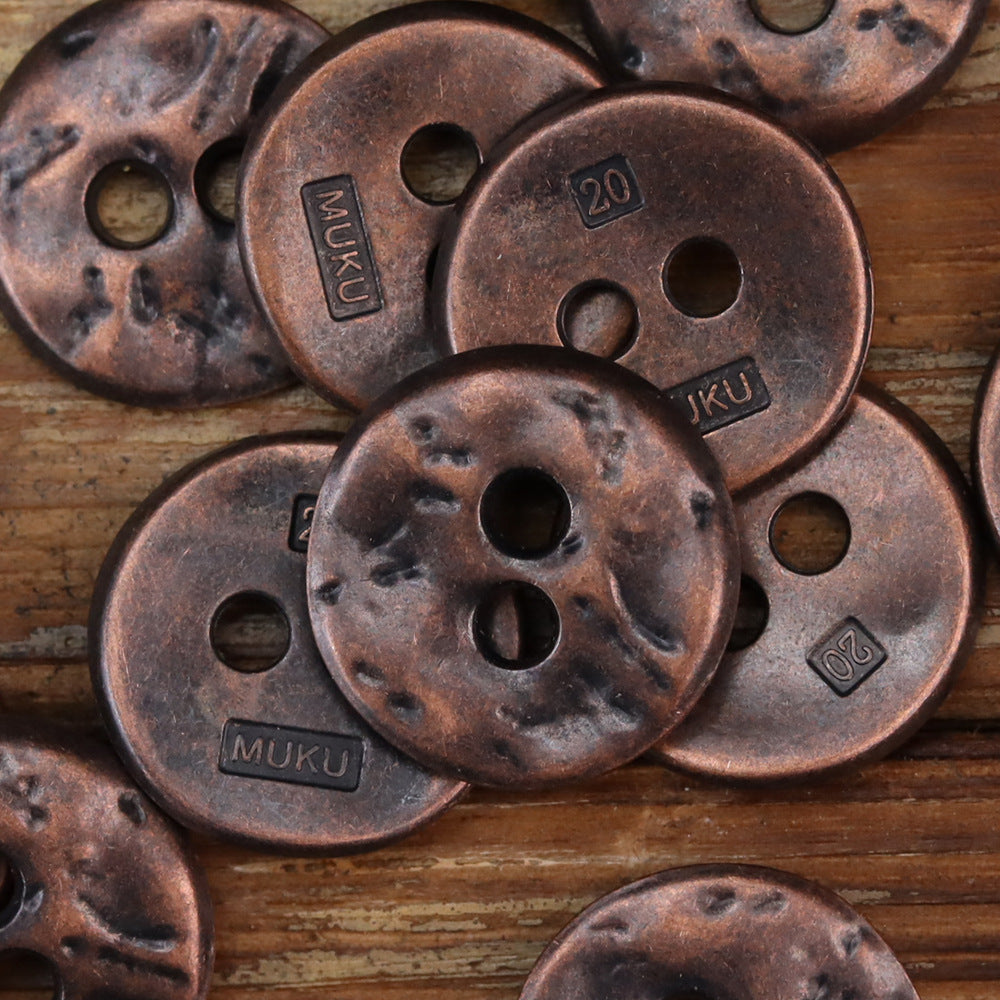 Two-Hole Irregular Textured Metal Zinc Alloy Buttons 20 Pack Red Bronze