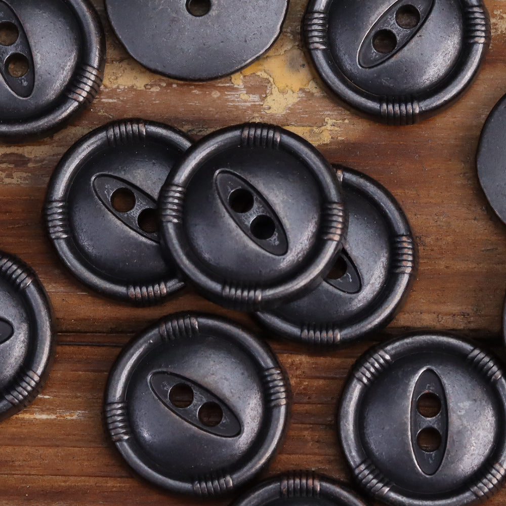 Fish-Eye Antique Bronze Silver Zinc Alloy Metal Buttons 20 Pack Black