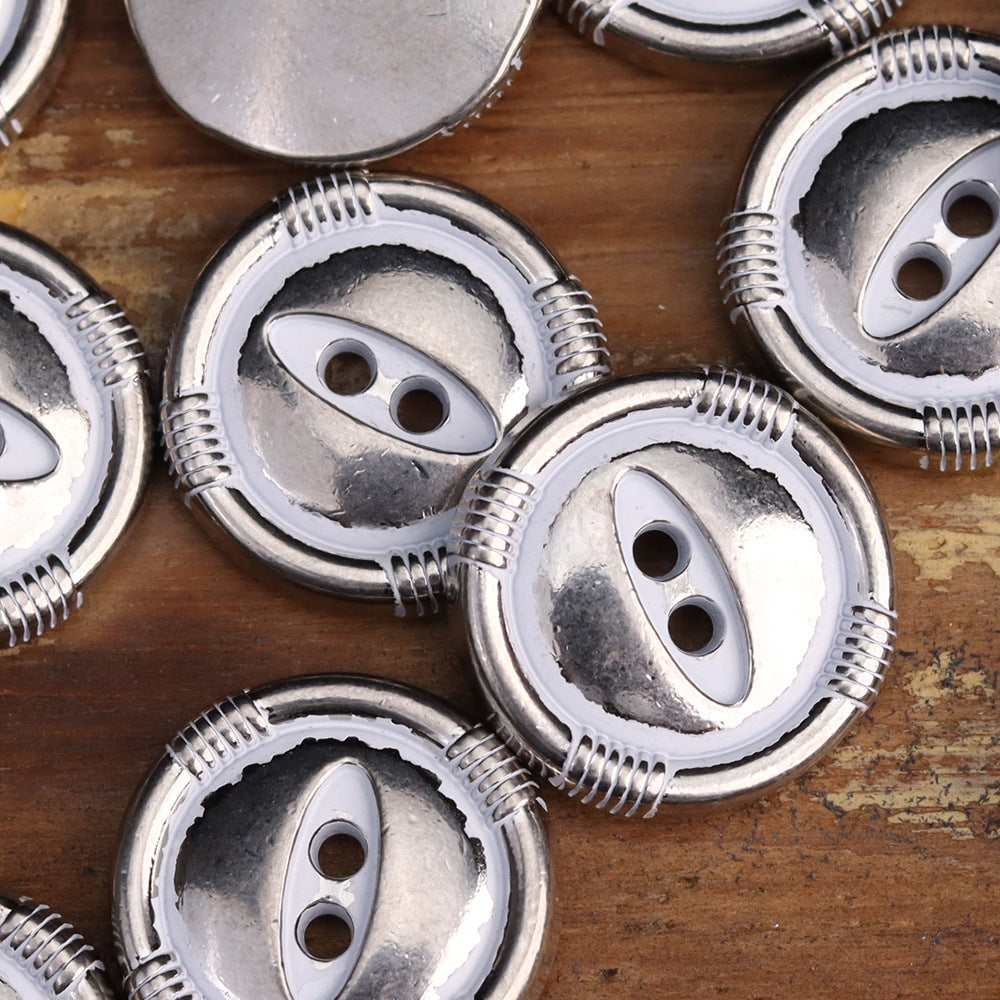 Fish-Eye Antique Bronze Silver Zinc Alloy Metal Buttons 20 Pack Silver