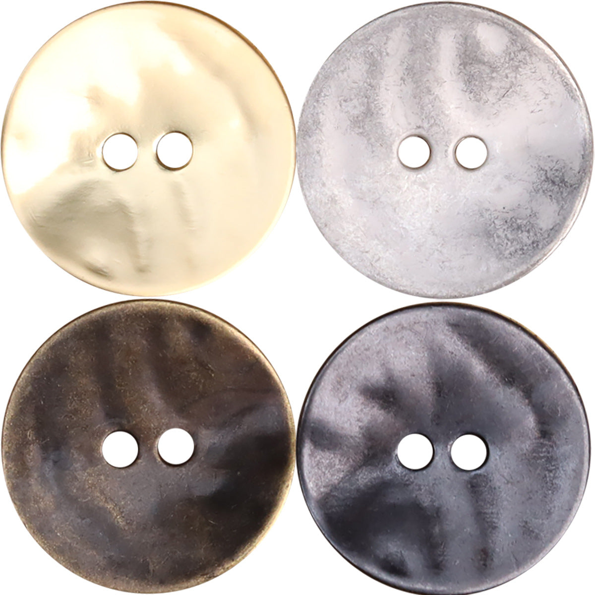 Thin Misty Gold Antique Bronze Metal Two-Hole Buttons 25 Pack