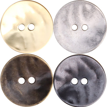 Thin Misty Gold Antique Bronze Metal Two-Hole Buttons 25 Pack