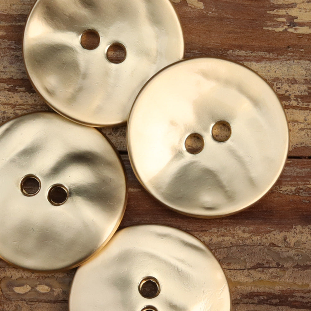 Thin Misty Gold Antique Bronze Metal Two-Hole Buttons 25 Pack Gold