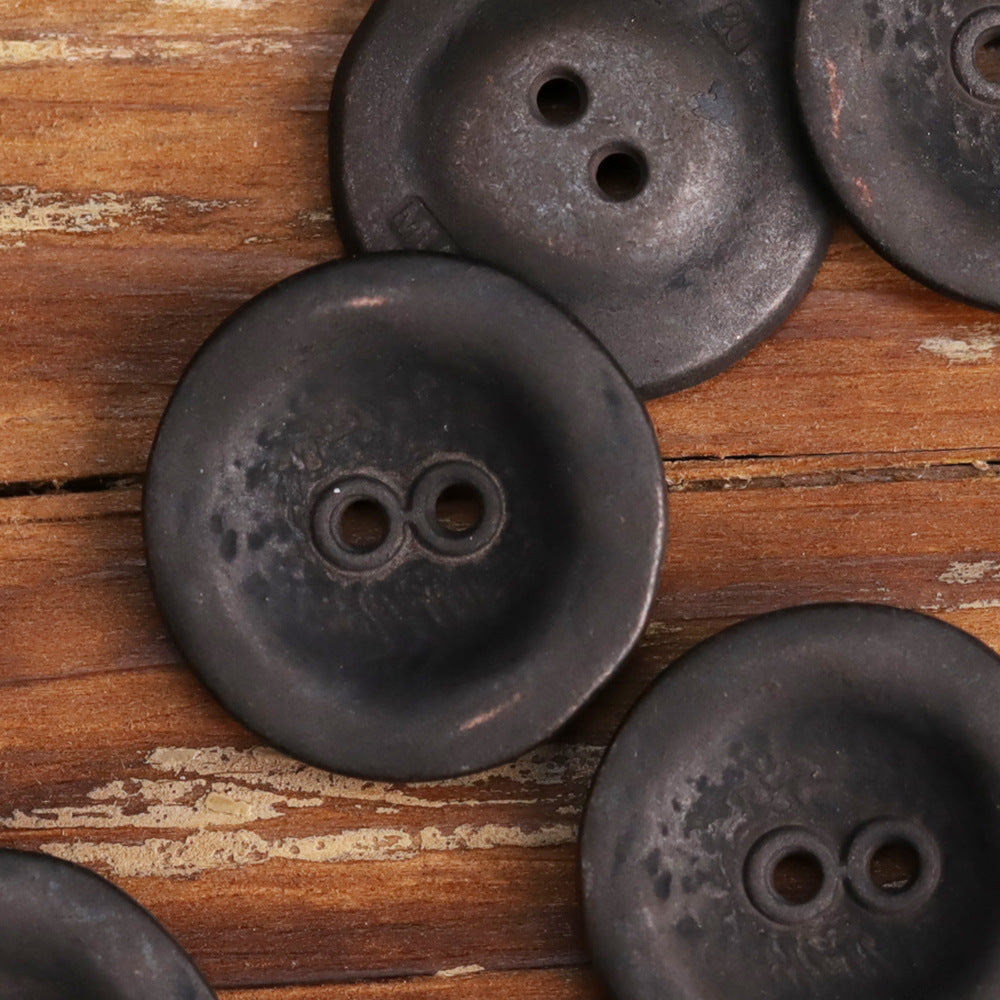 Antiqued Heavy Rust Two-Hole Metal Buttons for Men's Jackets 20 Pack Rusty