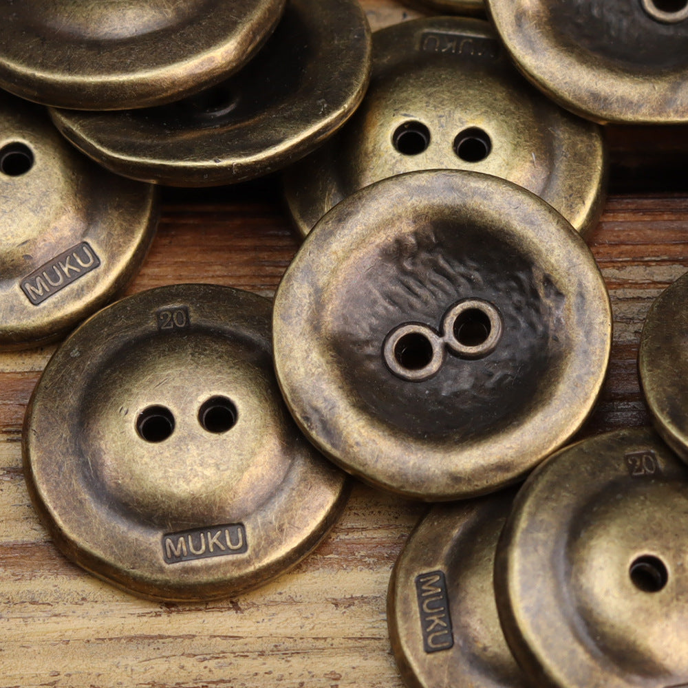Antiqued Heavy Rust Two-Hole Metal Buttons for Men's Jackets 20 Pack Bronze