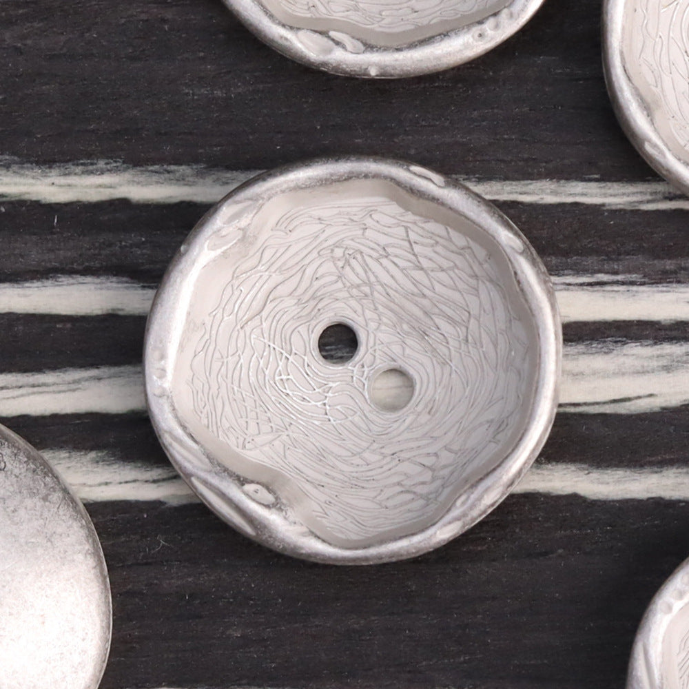 Antique Silver Bronze 2 Hole Metal Buttons for Coats 24 Pack Silver