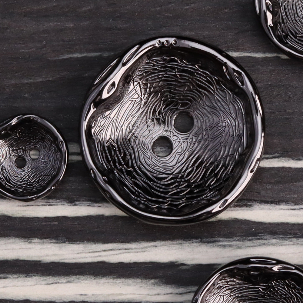 Antique Silver Bronze 2 Hole Metal Buttons for Coats 24 Pack Black