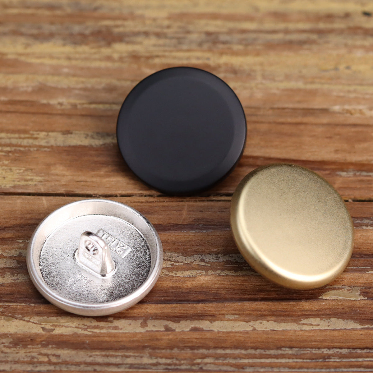 Matte Finish Black Silver Gold Flat Shank Metal Buttons for Denim Coats 18 Pack