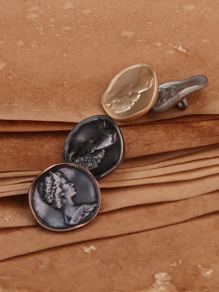 Vintage Beauty Inclined Metal Sewing Shank Buttons 18 Pack