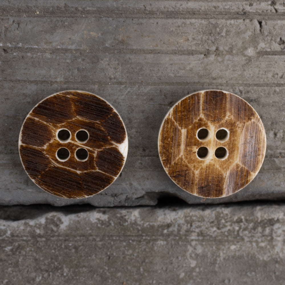 18-32L Dark Brown Bovine Bone Buttons For Linen Cotton Shirts 10pcs