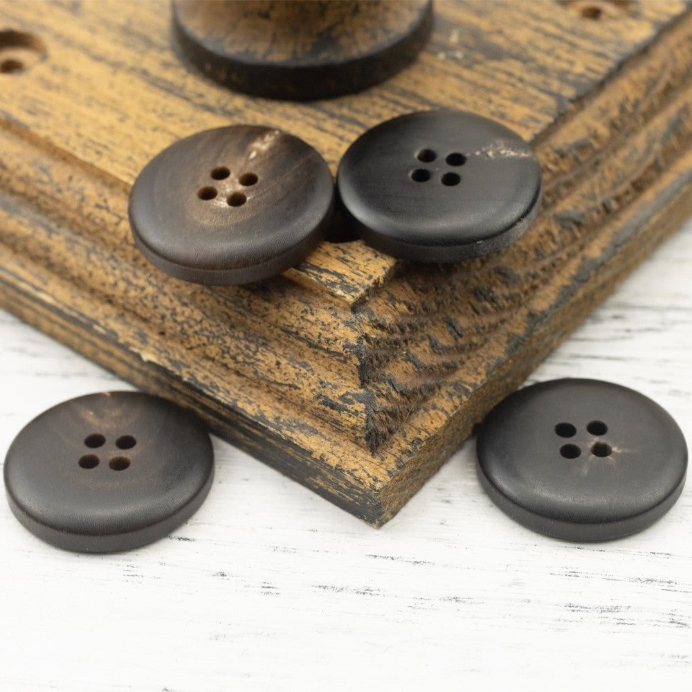 Matte Black Coffee Four-Hole Horn Buttons for Women's Suits 20 Pack