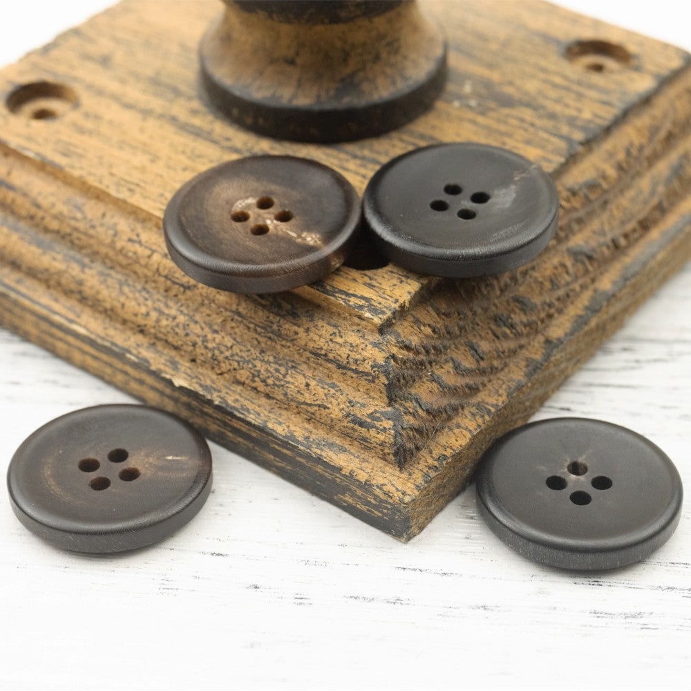 Matte Black Coffee Four-Hole Horn Buttons for Women's Suits 20 Pack