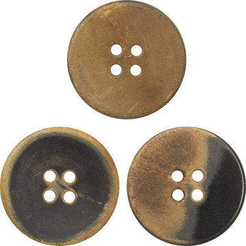 40L Flat Retro Horn Buttons Black Yellowish-Brown Half-Burnt 10pcs