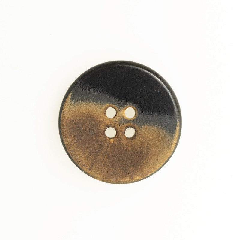 40L Flat Retro Horn Buttons Black Yellowish-Brown Half-Burnt 10pcs B