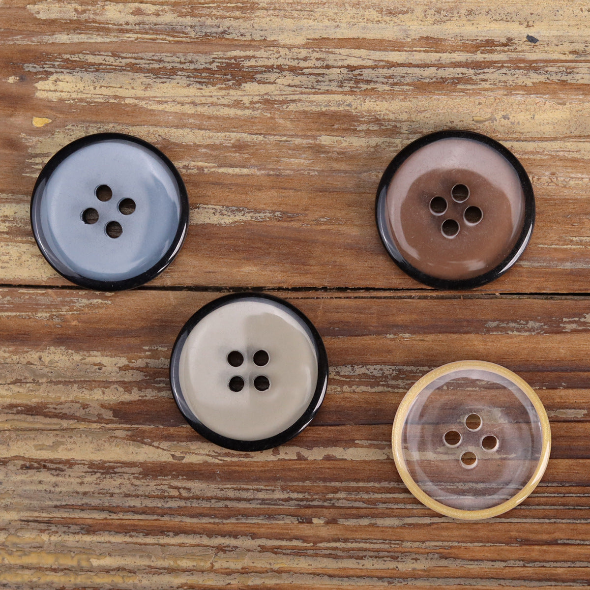 Classic Resin Four-Hole Transparent Buttons for Men's Jackets 48 Pack