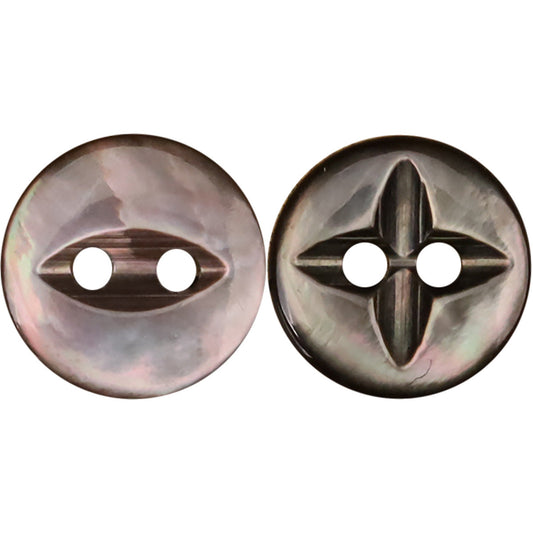 18L Black Silk Shirt Natural Shell Buttons Flying Star Fish-Eye 12 Pack