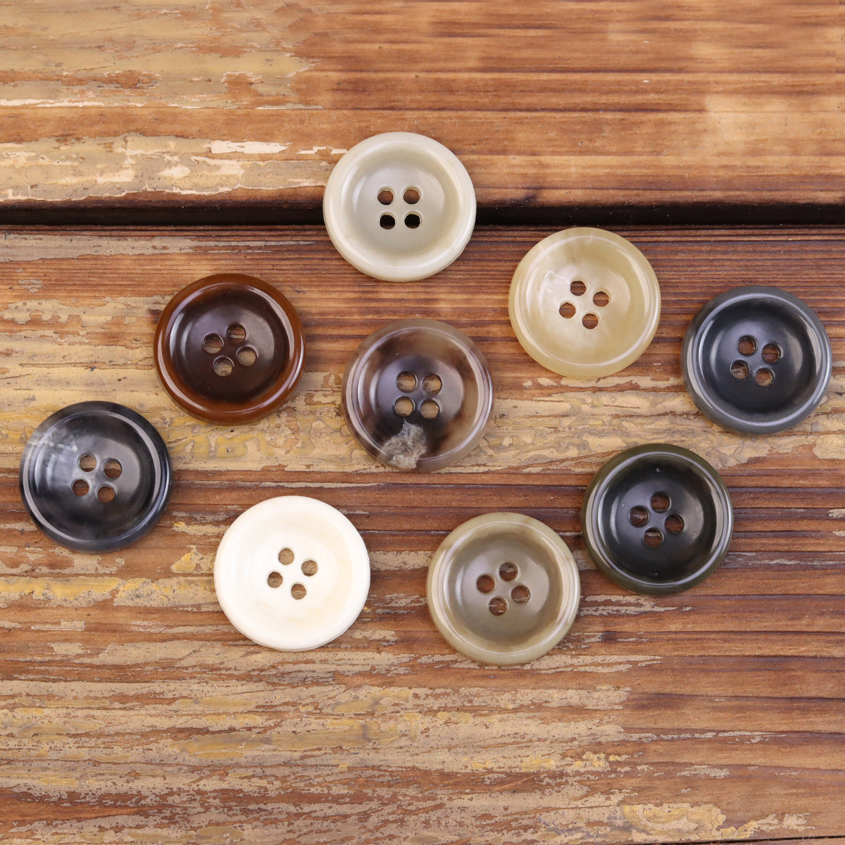 Imitation Horn Texture Urea Buttons for Jackets 30 Pack (5 Sizes)