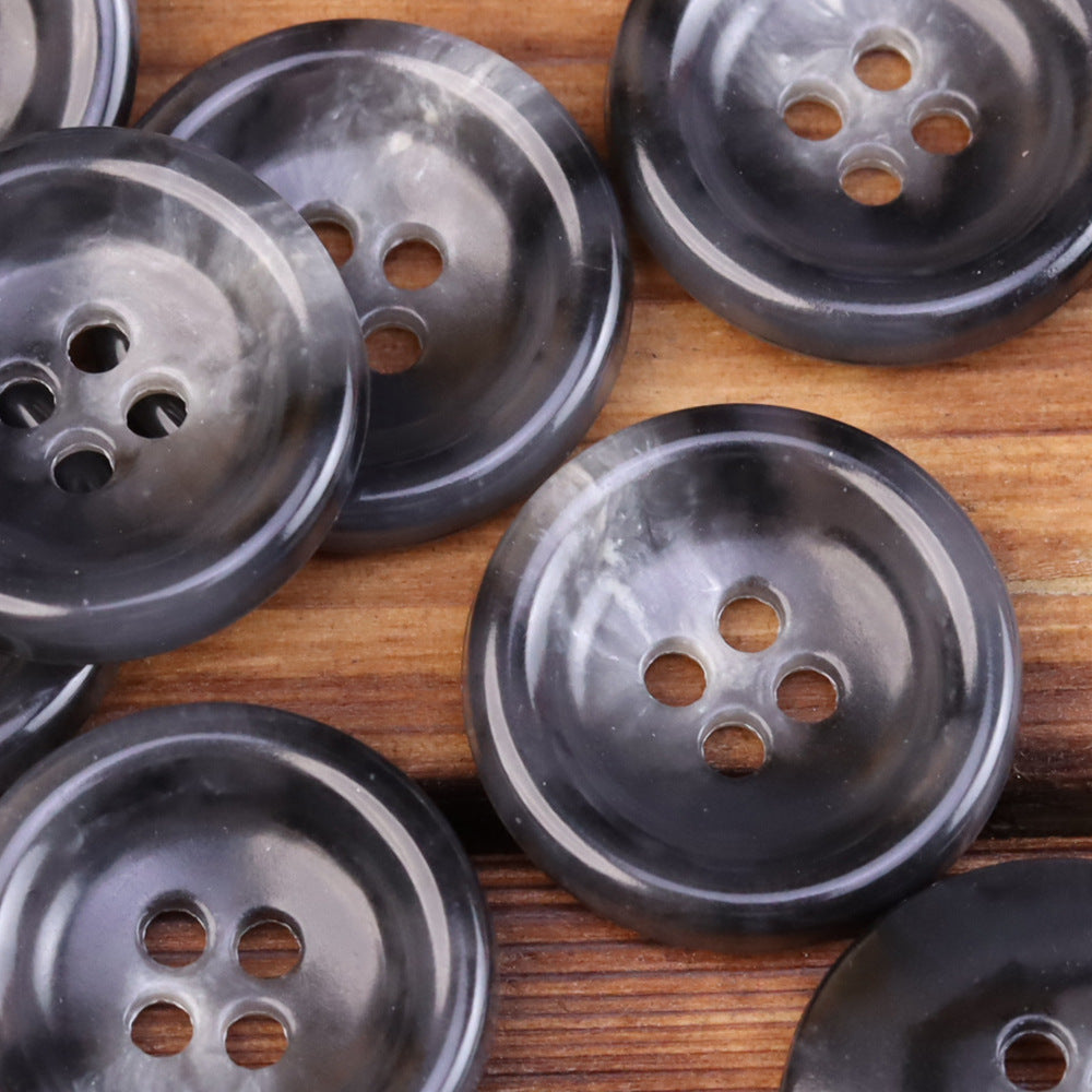 Imitation Horn Texture Urea Buttons for Jackets 30 Pack (5 Sizes) Black Gray