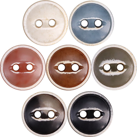 11.5mm Retro Linen Cardigan Burned Urea Buttons 70 Pack