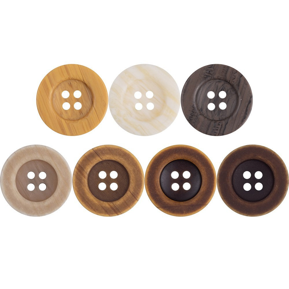 Yellow Imitation Wood Grain Resin Four-Hole Buttons 70 Pack