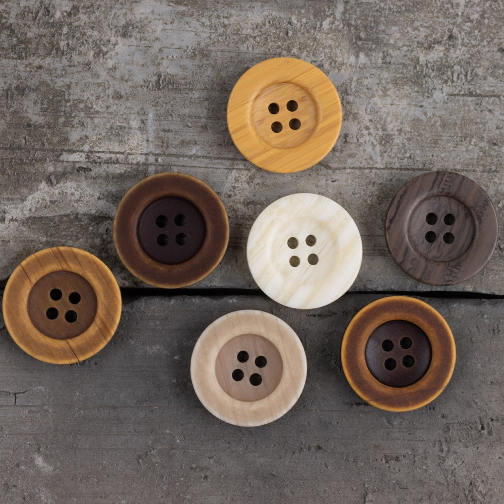 Yellow Imitation Wood Grain Resin Four-Hole Buttons 70 Pack