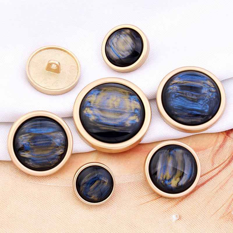 15-28mm Cat's Eye Gemstone Shank Buttons Gold White & Blue-Black 36pcs Blue Black