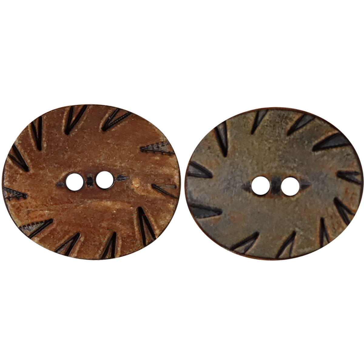 Oval 2-Hole Handmade Horn Buttons | Coat Jacket Trouser Buttons | Pack of 10