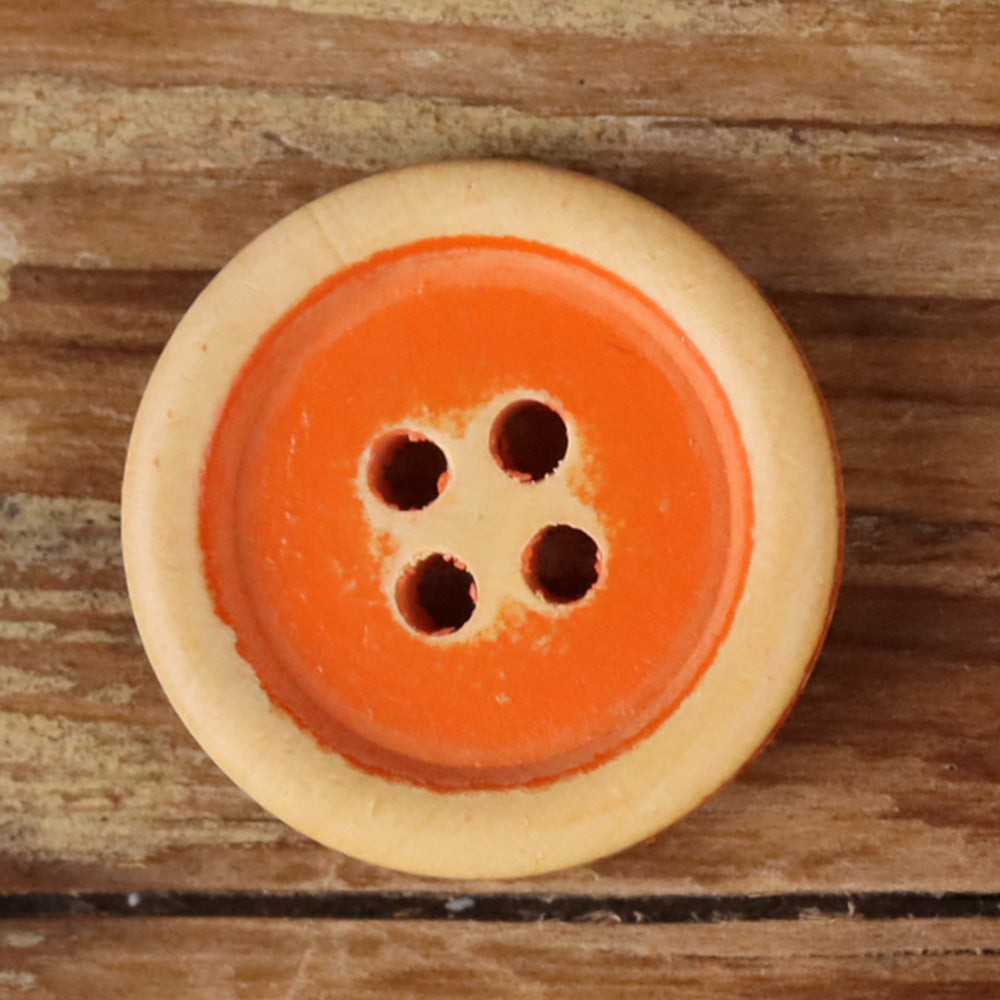 Dopamine Color Series Round 4-Hole Wood Buttons – Set of 30 Orange
