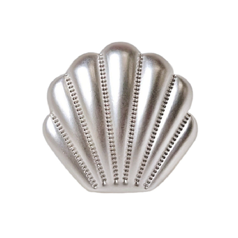 18/23mm French Matte Gold Silver Shell-Style Metal Shank Buttons 12pcs Silver