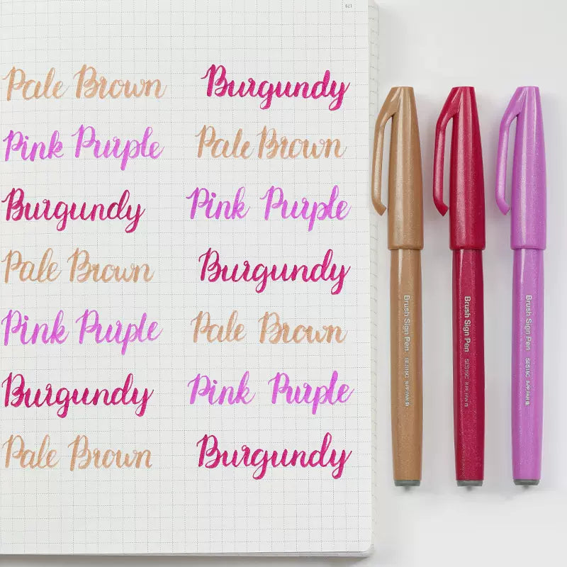 Pentel Fude Touch Sign Pen, feutre comme un coup de pinceau, paquet de 3