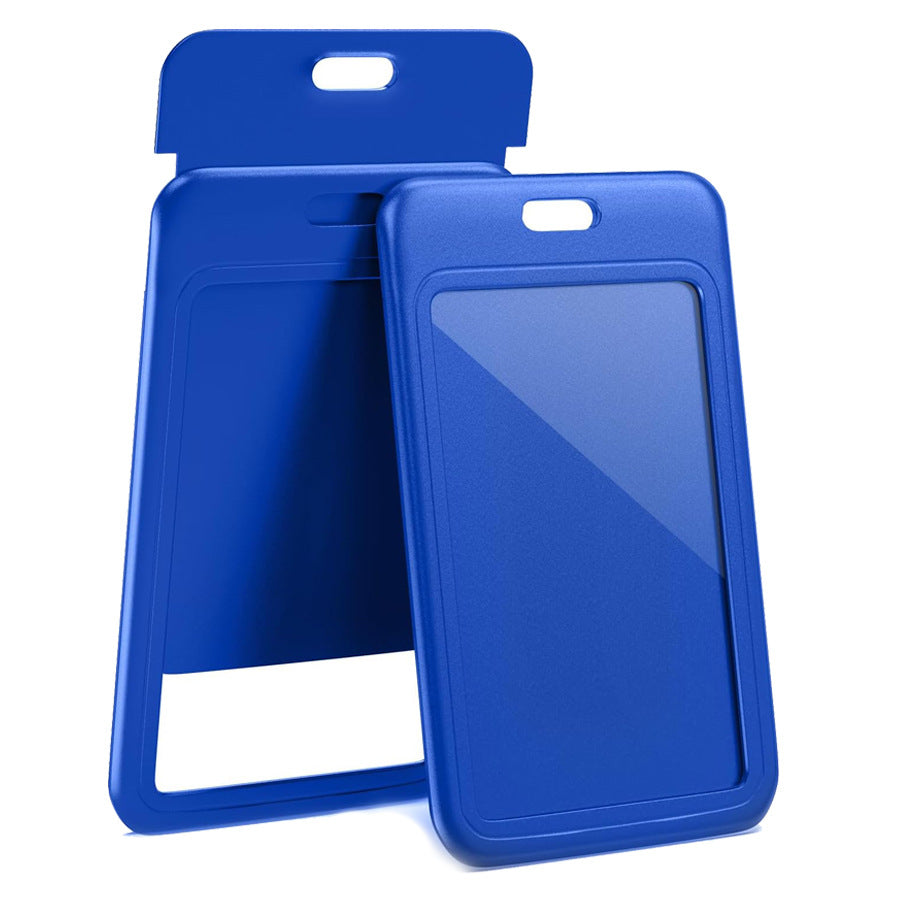 Macaron Color Slide ID Card Holder Set of 10 | ABS Plastic Push-Pull Badge Sleeve for Students — Blue, Pink, Black, White, Red, Purple Blue