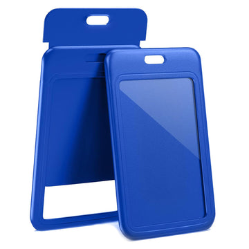 Macaron Color Slide ID Card Holder Set of 10 | ABS Plastic Push-Pull Badge Sleeve for Students — Blue, Pink, Black, White, Red, Purple Blue