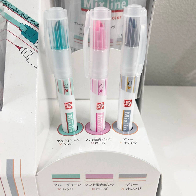 SAKURA Mixline Highlighter Marker Pens 3 Color Set Natural Colors