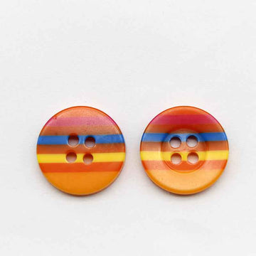 11/12/15/18mm Wide Edge Four-Eye Striped Colorful Resin Buttons 100pcs Orange