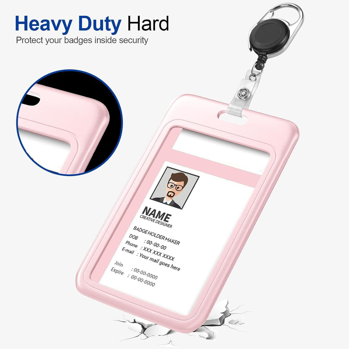 Macaron Color Slide ID Card Holder Set of 10 | ABS Plastic Push-Pull Badge Sleeve for Students — Blue, Pink, Black, White, Red, Purple
