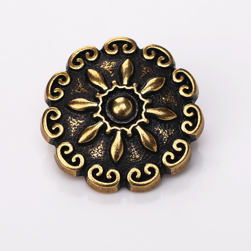 Domed Lace Floral Pattern Metal Shank Buttons – 20Pcs (Antique Gold / Frosted Silver)