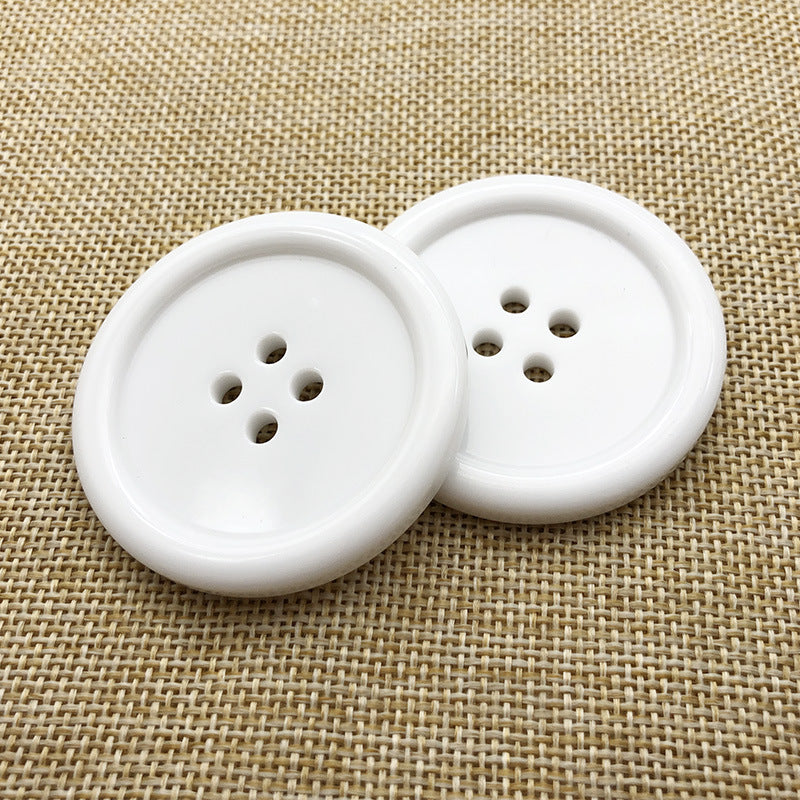 50mm Large Round Four-Hole Black White Resin Buttons 12pcs