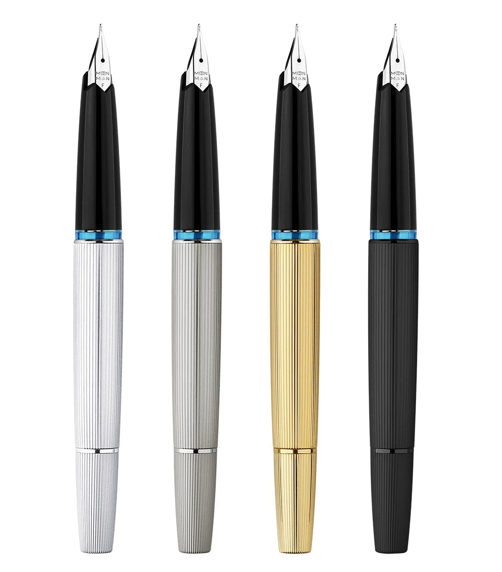 MAJOHN B32 Slim Piston Fountain Pen | Metal Stripe Barrel | Flexible Iridium F Nib 0.5mm