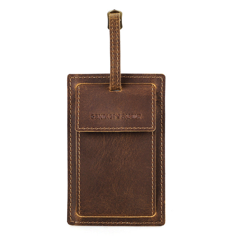 Leather Luggage Tag with AirTag Slot – Anti-Lost Travel Bag Tag for Suitcase & Carry-On